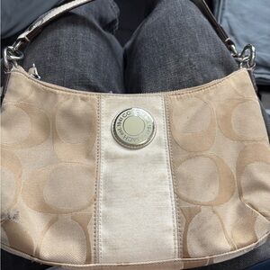 Coach Beige and Ivory Shoulder Bag